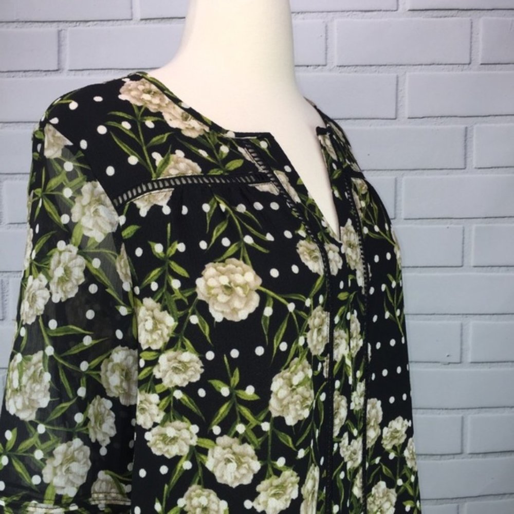 Fever Top Tunic Black Floral Boho Style Medium - Picture 4 of 8